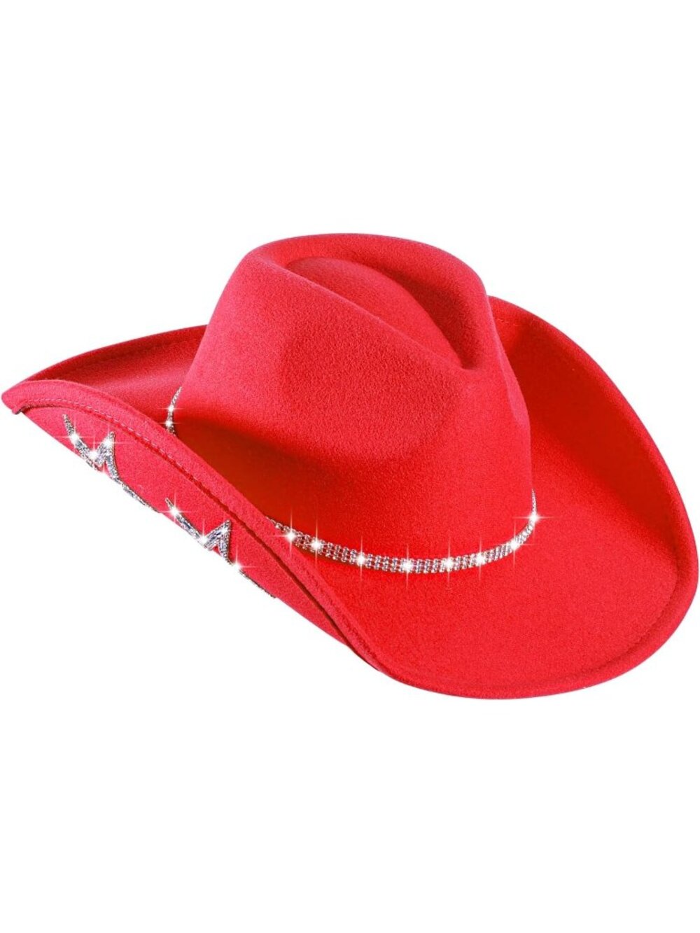 Women's Red Stars Glitter Rhinestone Sparkly Cowboy Western Cowgirl Hat